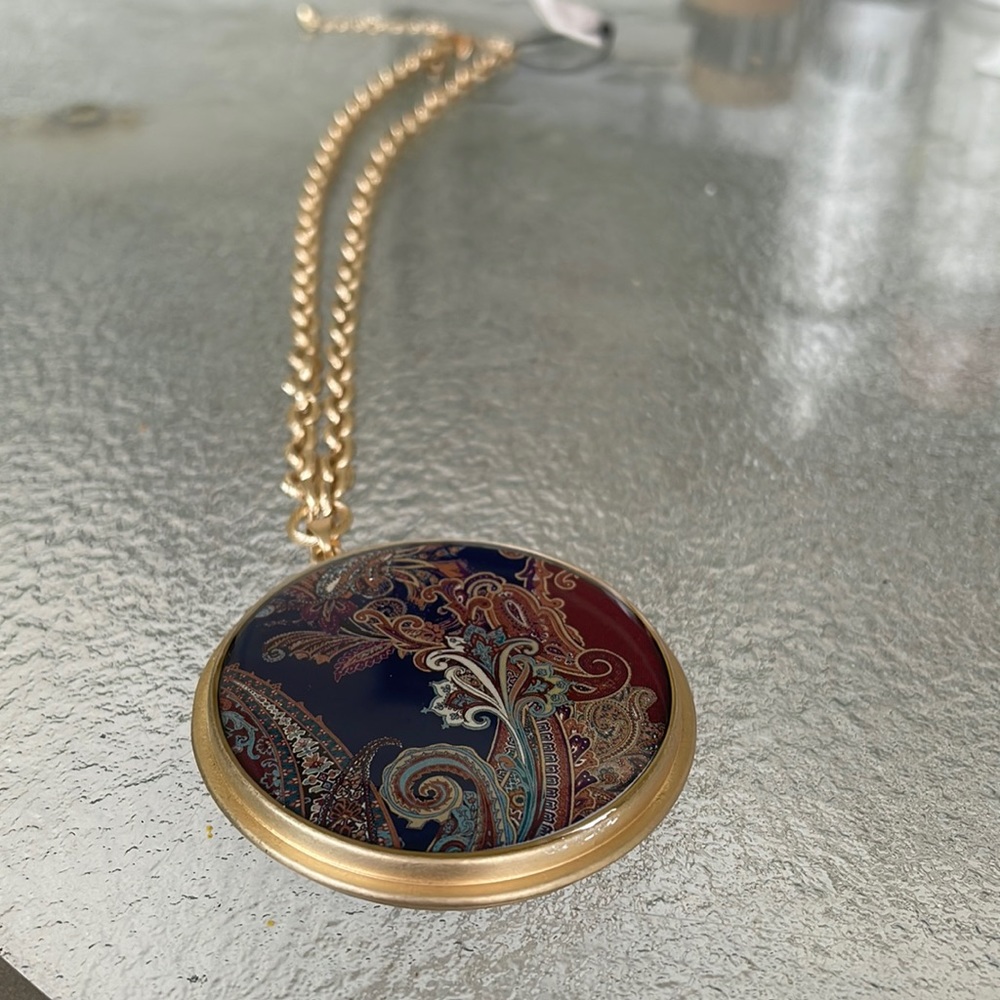 Chico’s Bell Multi Reversible Blue Short Pendant